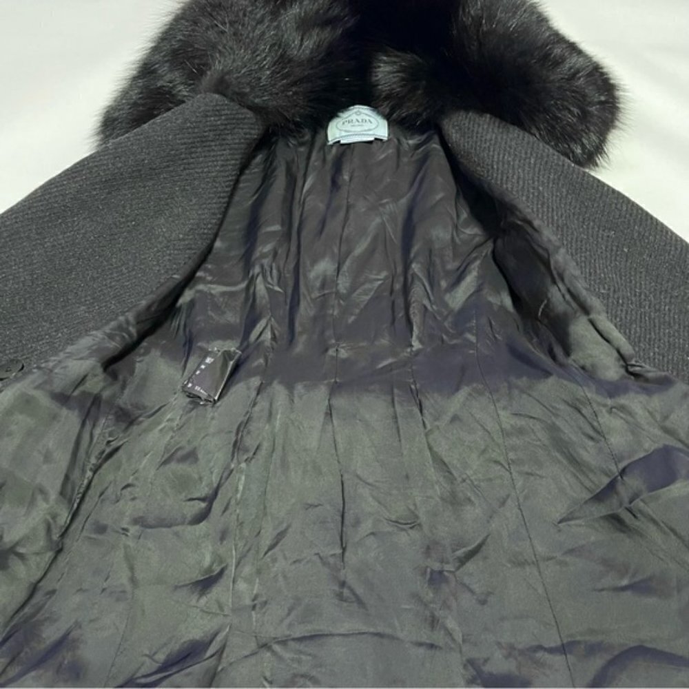 Prada Black Northern Racoon Dyed Fur Pea Coat IT 38/ US 2 - Picture 7 of 15